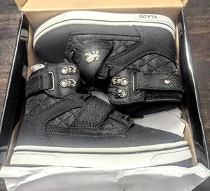 Vlado Child Atlas 2 Hi-Top Shoes Sneakers Size 1 Black/white canvas upper - Picture 1 of 5