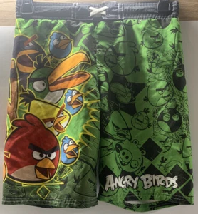 Boys Swim Trunks Size 4/5 Angry Bird Size 4/5 Drawstring Green W/Lining - Picture 1 of 3