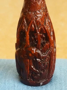 Carved Candle Holder – Beautiful Wood – Elephants and Trees. 10inchs. - Picture 1 of 15