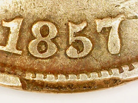 1857 FLYING EAGLE ERROR Defective Planchet FE Cent -  4/10 Cover