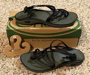 Chaco Womens Zong X Black Green Ecotread Sleet Scale Sandals Size 6 NEW *READ* - Picture 1 of 15