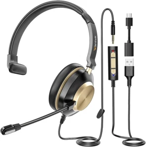 Wantek USB Headset with Microphone for PC Laptop, Adjustable Noise Cancelling - Picture 1 of 6