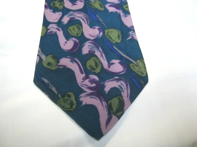 Corbata de seda Carlo Plazzi azul púrpura verde 57 x 3,75 15468 Foto 1 de 3