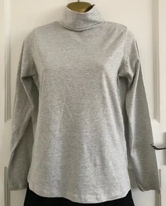 H&M Women's Polo Neck Long Sleeve Top Size 6-8 Grey Stripe - Picture 1 of 3