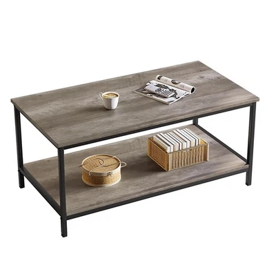 2-Tier Coffee Table for Living Room Farmhouse Style Center Table with Storage... - Image 1 of 4