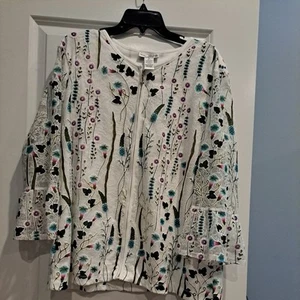 DRAPER'S & DAMON'S WOMEN'S 2X SHIRT OR LIGHT JACKET Floral Embroidered Shacket - Picture 1 of 6