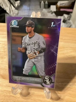 2022 Bowman Draft 1st Purple Refractor Jordan Sprinkle /250 BDC-183 White Sox - Image 1 of 2