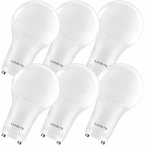 Luxrite GU24 LED A19 Light Bulb 60W Replacement Dimmable 5000K UL Listed 6-Pack - Picture 1 of 8