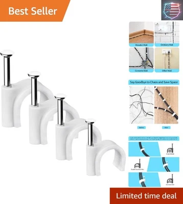 Clips de cable duraderos con clavos de acero - 400 piezas, blancos, para todas sus necesidades de cableado Foto 1 de 4