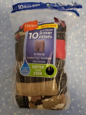 Cuecas boxer pequenas masculinas HANES sem etiqueta multicoloridas pacote com 10 novas/pacote aberto MU101 - Imagem 1 de 3