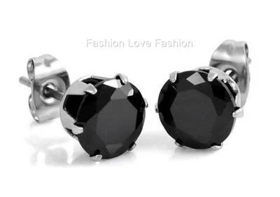 Aretes perforados negros redondos brillantes circonita cúbica con circonita cúbica para hombres mujeres Foto 1 de 2