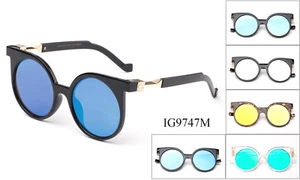 Modern Round Circle Frame Fashion Sunglasses for Women Flash Flat Lens Women New - Picture 1 of 14