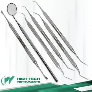 DEUTSCH Dental Scaler Pick Edelstahl Werkzeuge mit Inspektionsspiegel Set 6-teilig - Bild 1 von 3