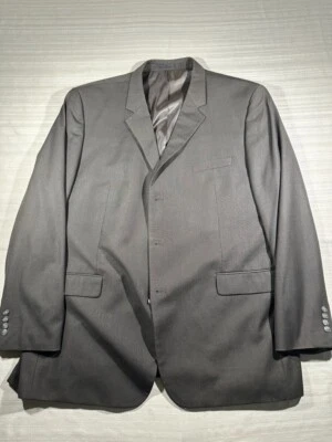 Andrew Fezza 52L and Pants 46x30 Black/Charcoal PolyBlend Mens 2 Pcs Suit #1065 - Image 1 of 4