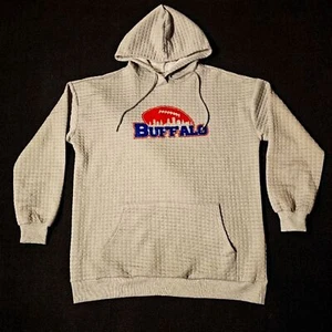 Felpa con cappuccio grigia trapuntata con coulisse e tasca - Buffalo Football Cityscape - Taglia M - Foto 1 di 11