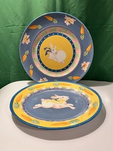 ZRIKE COTTON TAIL Hand Painted PLATTERS Bunny Rabbit Carrot “SEE PICTURES” - Picture 1 of 12