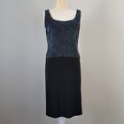 Vintage ANDREA POLIZZI Size 12 Sleeveless Black w/Blue Glitter Drop Waist Dress