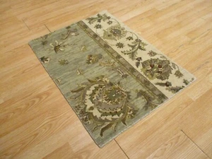 2x3 Modern Agra ABC Collection Vegetable Dye Handmade-knotted Wool Rug #8 - Picture 1 of 12