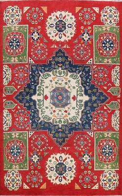 Vegetable Dye Super Kazak Oriental Area Rug Hand-knotted RED Home Decor 7'x10' - Image 1 of 4