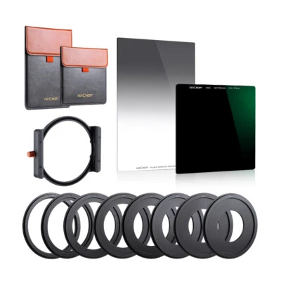 K&F Concept 100m Square ND 1000+150mm GND8 Filter+8 x Filter Adapter Rings Kit - Image 1 of 4