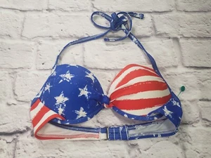 Xhilaration Women's Size M American Flag Red White Blue Stars Stripes Swimsuit - Picture 1 of 3