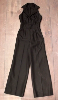 Mono de Colección Para Mujer Años 70 Negro Halter Top Años 70 Pierna Ancha Talla XS/S Poliéster Foto 1 de 4