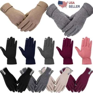 Women Ladies Warm Thick Soft Cashmere Gloves Touch Screen Winter Fleece Gloves - Picture 1 of 33