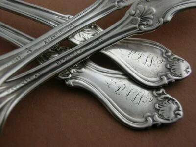 4 cucharas de plata moneda temprana patente Bennett & Culbert 1847 Foto 1 de 4