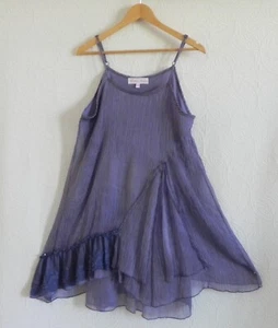 Pretty Angel Dress Silk Blend Crinkle/Layered Sleeveless Asymmetric Purple M - Picture 1 of 10