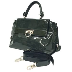 Authentic Salvatore Ferragamo tote bag in patent leather 2-way Sofia crossbody