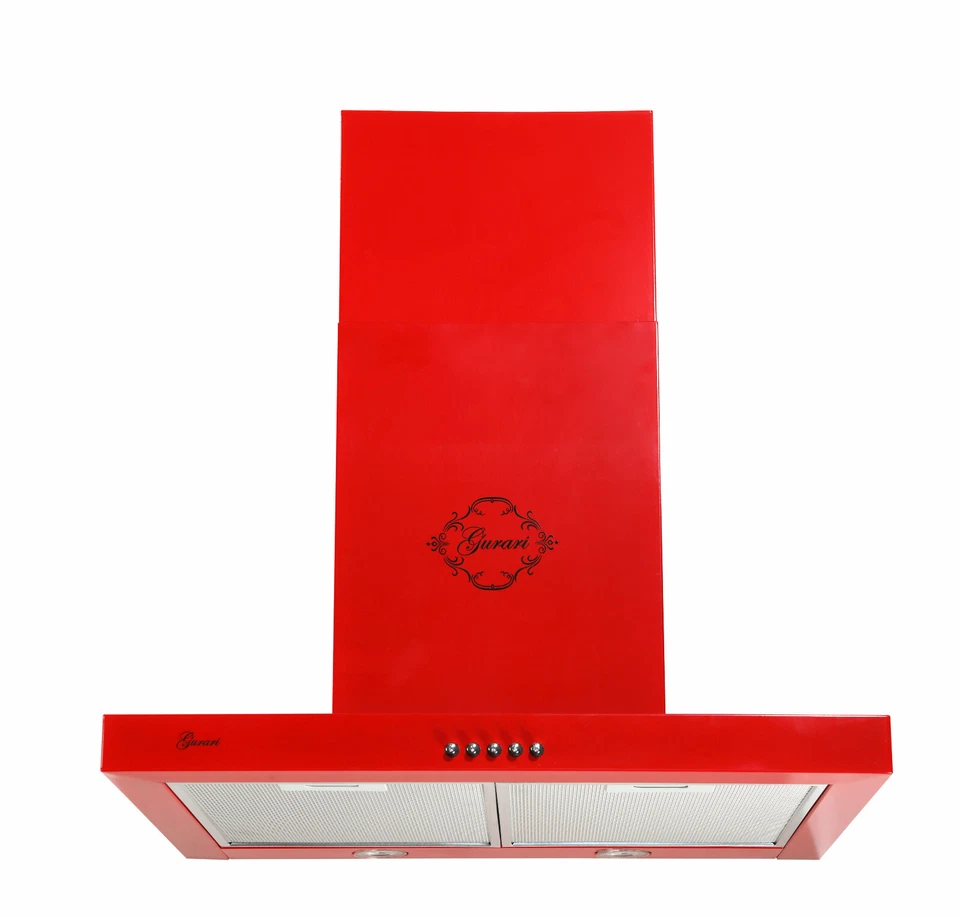 Gurari GCH 461 Dunstabzugshaube 60cm 1000m³/h Flachpanell Wandhaube Rot 3 Stufen