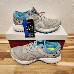 Reebok Gray Lace Up Sneakers Moving Air Blue Soles Shoes Women Size US 7 EU 37.5 - Picture 1 of 8