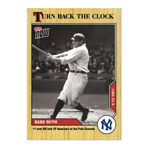BABE RUTH 2020 TOPPS NOW TURN BACK THE CLOCK #75 NEW YORK YANKEES - Picture 1 of 2