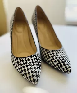 Nine West Pointy Toe Pumps - 8 / M  Black And White Houndstooth - Picture 1 of 9