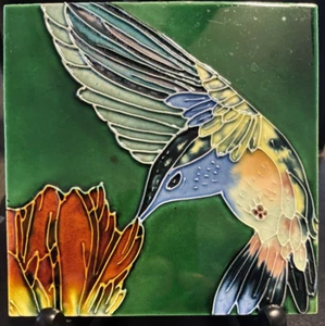 Ceramic Art Handpainted Glazed Tile Bird Hummingbird 6"x6" Beautiful - Picture 1 of 3