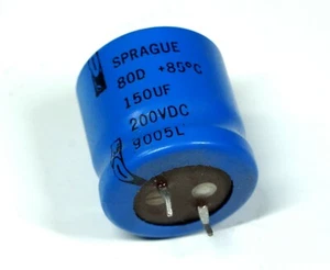 Sprague 150uF 200VDC Electrolytic Capacitor Radial PC Mount Leads NEW - Picture 1 of 3