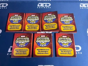 2012 SDCC exklusive Marvel Super Hero Squad TCG Avengers Sammlermünzen ALLE 7! - Bild 1 von 6