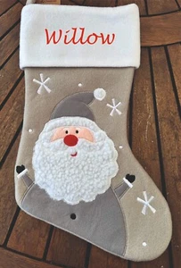 Personalised Christmas Stocking Embroidered Xmas Deluxe Luxury Fluffy Santa - Picture 1 of 1