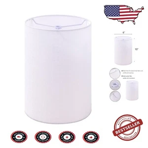 Modern White Fabric Drum Lampshade 6x6x10 - Simplified, Stylish Lighting Upgrade - Picture 1 of 8