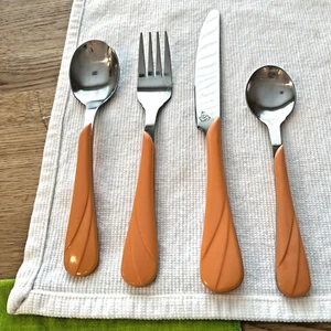 Fiesta SWIRL Stainless PERSIMMON Homer Laughlin Stainless 4 PCs Place Setting - Picture 1 of 7