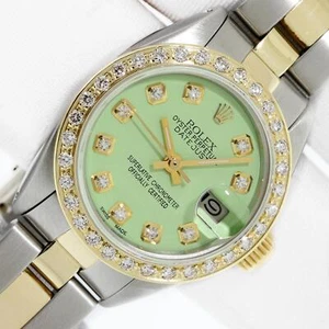 Reloj Rolex Lady DateJust diamante verde acero y bisel de diamantes de oro amarillo 18k - Imagen 1 de 11