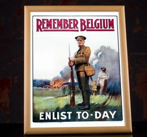 Reproducción de cartel de propaganda británica de recuerdos belgas de la Primera Guerra Mundial, impresión de la Primera Guerra Mundial - Imagen 1 de 75