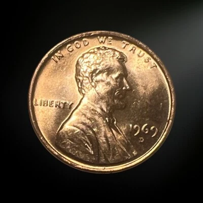 1969 D Denver Lincoln Memorial Penny Brilliant Uncirculated (BU) - Image 1 of 2