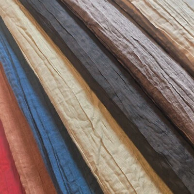 Creased Crushed Cotton Dress Fabric CRINKLED DRESS CRAFT MATERIAL BY METER 58" - Image 1 of 4