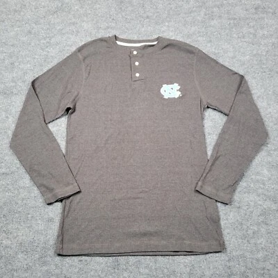 North Carolina Tar Heels Shirt Mens Medium Gray Thermal Henley Fitted Basketball - Image 1 of 4