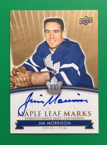 J.MORRISON 2017 UD TORONTO CENTENNIAL MAPLE LEAF MARKS ON CARD AUTOGRAPH MLM-JI
