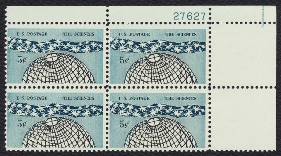 #1237 5c The Sciences, Plate Block [27627 UR] Mint **ANY 5=FREE SHIPPING** - Image 1 of 1