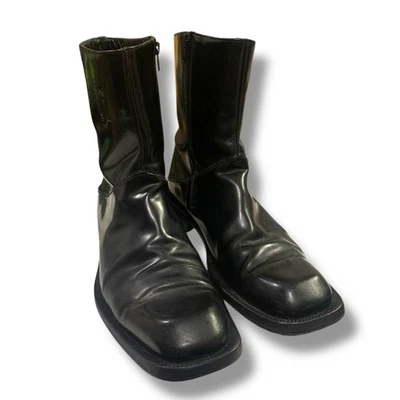 Botines Gianni Versace Para Hombre De Colección Años 90 Cuero Negro Cremallera Lateral Logotipo Repujado Talla 10 Foto 1 de 4