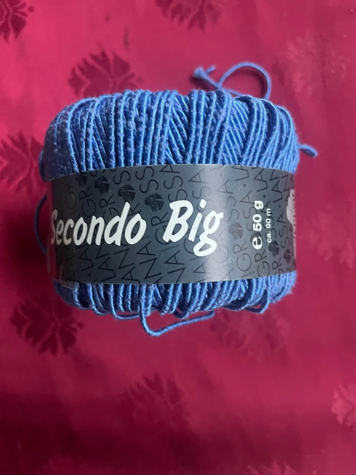 1 x 50g Wolle Lana Grossa Secondo big Baumwolle/Polyamid/Seide blau 90m - Bild 1 von 1