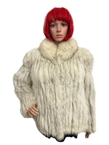 SAGA FOX Real Fur Coat Blue FOX Free Size 14/L with silver tag for Women - Picture 1 of 12